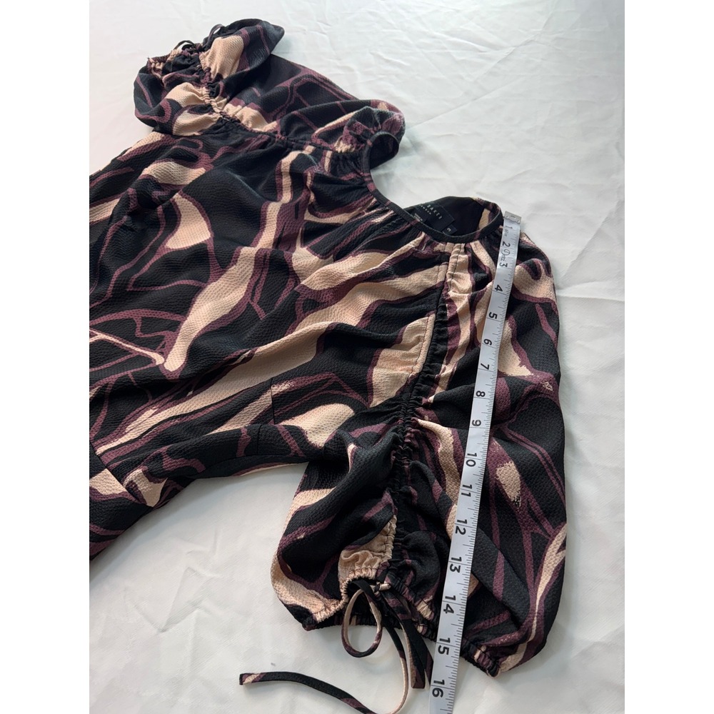 Ted Baker Gilliaa Abstract Print Fit n Flare Mini Dress Puff Sleeves Whimsigoth - Picture 12 of 12